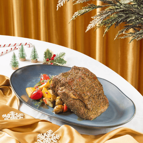Roasted Beef Ribeye with Roasted Vegetables, Potatoes & Gourmet Sauce