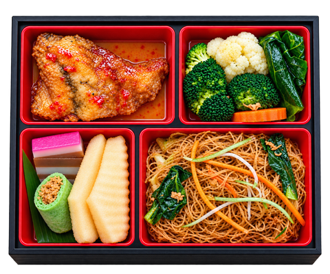 Mee Hoon Goreng, Sweet & Sour Fish & Mixed Vegetables Bento Set