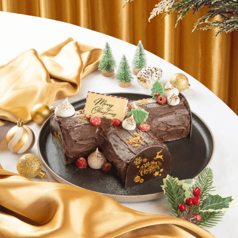 Salted Caramel Chocolate Log Cake