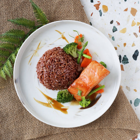 Teriyaki Salmon with Unpolished Brown Rice